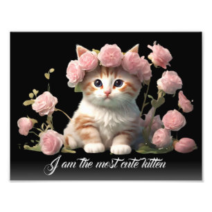 Gepersonaliseerde Schattigee witte kitten kat in b Foto Afdruk