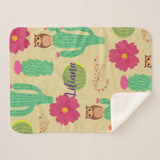 Gepersonaliseerde Schattigee woestijndieren en cac Sherpa Deken (Voorkant (horizontaal))