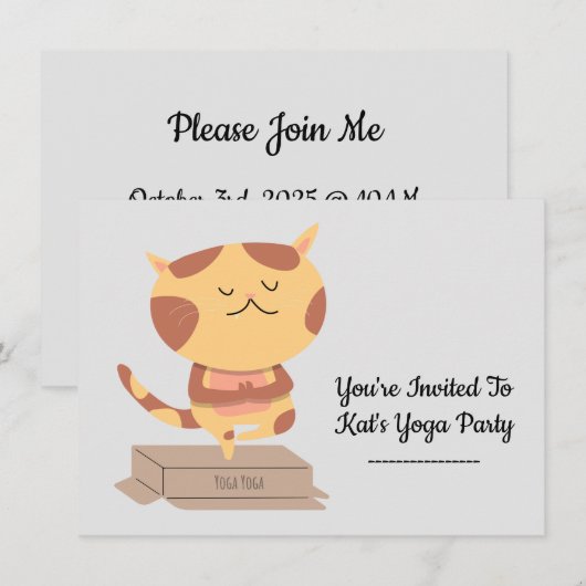 Gepersonaliseerde Schattigee Yoga Cat Thema Uitnod Kaart (Voorkant / Achterkant)