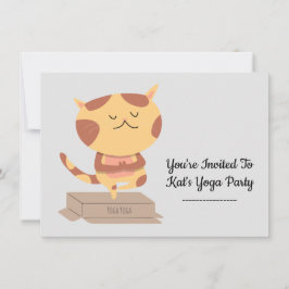Gepersonaliseerde Schattigee Yoga Cat Thema Uitnod Kaart