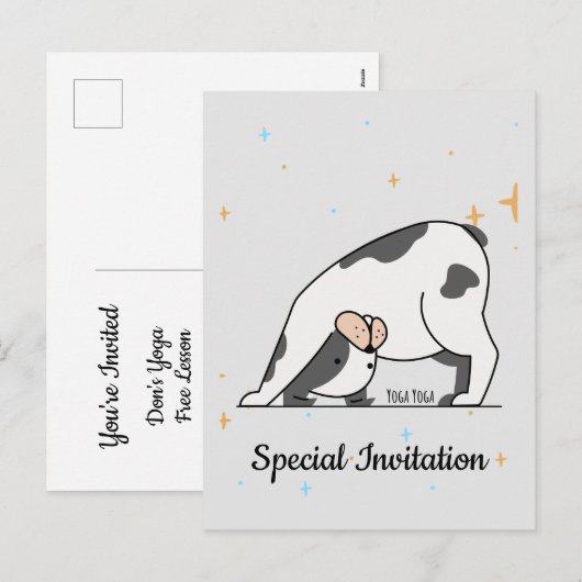 Gepersonaliseerde Schattigee Yoga Dog voor Dog & Y Feestdagenkaart (Voorkant / Achterkant)
