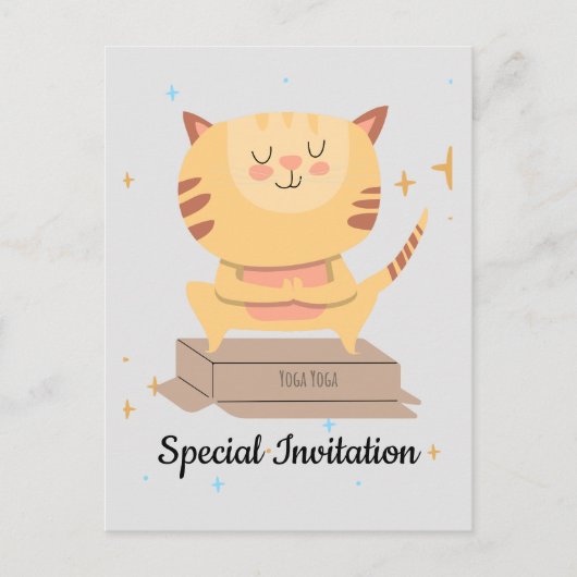 Gepersonaliseerde Schattigee yogakat voor Cat & yo Uitnodiging Briefkaart (Voorkant)