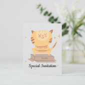 Gepersonaliseerde Schattigee yogakat voor Cat & yo Uitnodiging Briefkaart (Staand voorkant)