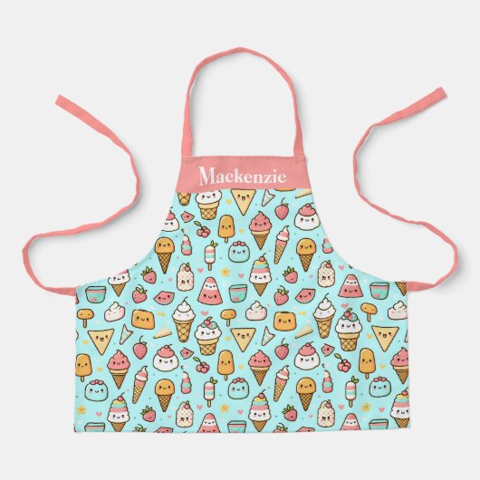 Gepersonaliseerde Schattigee zomer Ice Cream Sweet Schort (Voorkant)