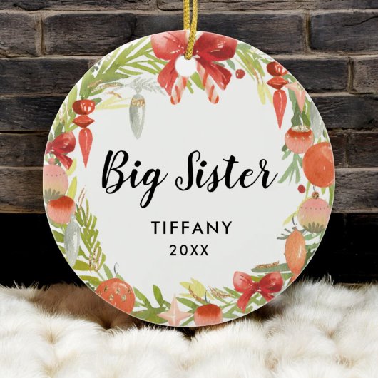 Gepersonaliseerde Schattigee zus cadeau | Big Sist Keramisch Ornament