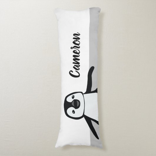 Gepersonaliseerde Schattigee zwart witte pinguïn i Lichaamskussen (Voorkant Verticaal)