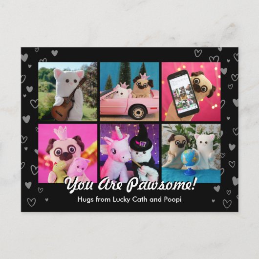 Gepersonaliseerde Schattigee zwarte harten Foto Mo Briefkaart (Voorkant)