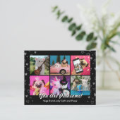 Gepersonaliseerde Schattigee zwarte harten Foto Mo Briefkaart (Staand voorkant)