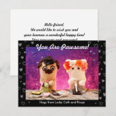 Gepersonaliseerde Schattigee zwarte harten Foto Mo Briefkaart (Voorkant / Achterkant)