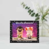 Gepersonaliseerde Schattigee zwarte harten Foto Mo Briefkaart (Staand voorkant)