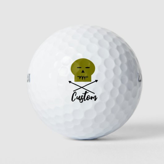 Gepersonaliseerde schedel en kruisbeenderen golfballen (Voorkant)