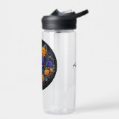 Gepersonaliseerde schedel en Sinaasappel Flowers A Waterfles (Links)