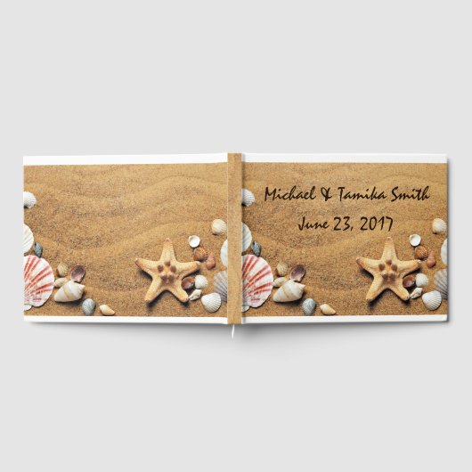 Gepersonaliseerde schelpen op het strand bruiloft gastenboek (Volledig)