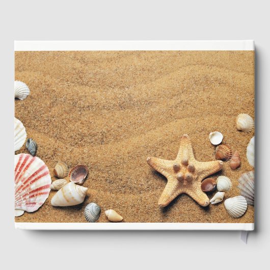 Gepersonaliseerde schelpen op het strand bruiloft gastenboek (Achterkant)