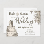 Gepersonaliseerde  schets Elegante kalligrafie Aankondigingskaart (Voorkant / Achterkant)