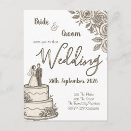 Gepersonaliseerde  schets Elegante kalligrafie Briefkaart