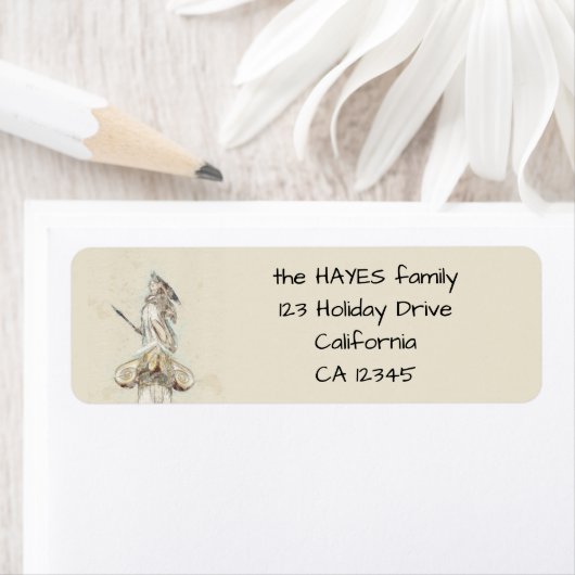 Gepersonaliseerde schets van het beeldje van Athen Etiket (Insitu)