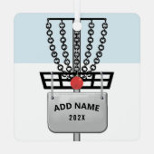 Gepersonaliseerde Schijf met kerstcadeautjes 2022 Metalen Ornament (Achterkant)