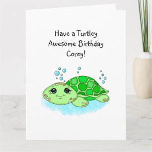 Gepersonaliseerde schildpad Happy Birthday Pagin Kaart