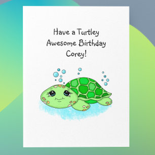 Gepersonaliseerde schildpad Happy Birthday   Pagin Kaart