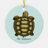 Gepersonaliseerde schildpad op lichtblauw keramisch ornament (Voorkant)