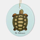 Gepersonaliseerde schildpad op lichtblauw keramisch ornament (Links)