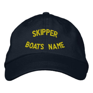 Gepersonaliseerde schipper met de naam van uw boot geborduurde pet