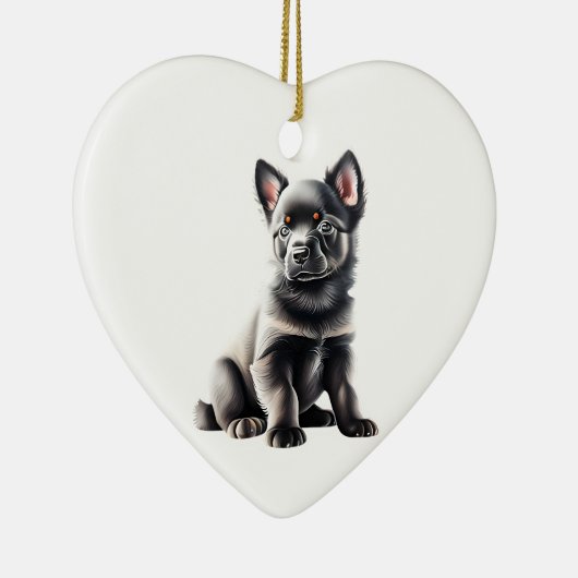 Gepersonaliseerde Schipperke Puppy Keramisch Ornament (Rechts)