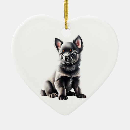 Gepersonaliseerde Schipperke Puppy Keramisch Ornament (Voorkant)