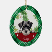 Gepersonaliseerde Schnauzer Eerste Kerstmis Keramisch Ornament (Rechts)
