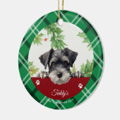 Gepersonaliseerde Schnauzer Eerste Kerstmis Keramisch Ornament (Links)