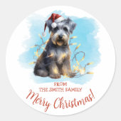 Gepersonaliseerde Schnauzer Kerstmis Ronde Sticker (Voorkant)