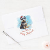 Gepersonaliseerde Schnauzer Kerstmis Ronde Sticker (Envelop)