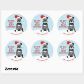 Gepersonaliseerde Schnauzer met Kerstmis met Kerst Ronde Sticker (Vel)
