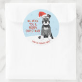 Gepersonaliseerde Schnauzer met Kerstmis met Kerst Ronde Sticker (Tas)