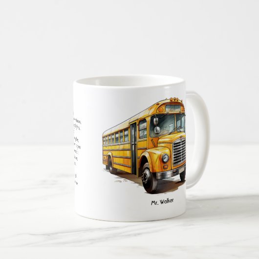 Gepersonaliseerde School Bus Driver's Gebedscadeau Koffiemok (Voorkant rechts)