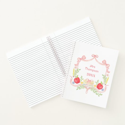 Gepersonaliseerde School Crest | Leraar in de klas Notitieboek (Binnen)