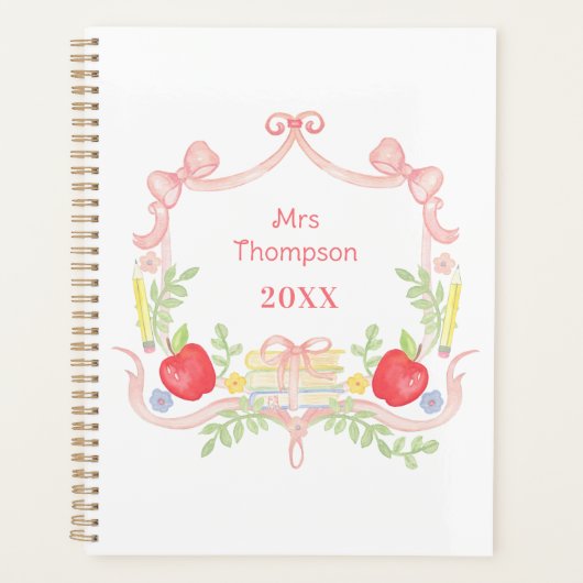 Gepersonaliseerde School Crest | Leraar in de klas Planner (Voorkant)