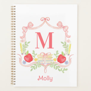 Gepersonaliseerde School Crest Monogram Planner