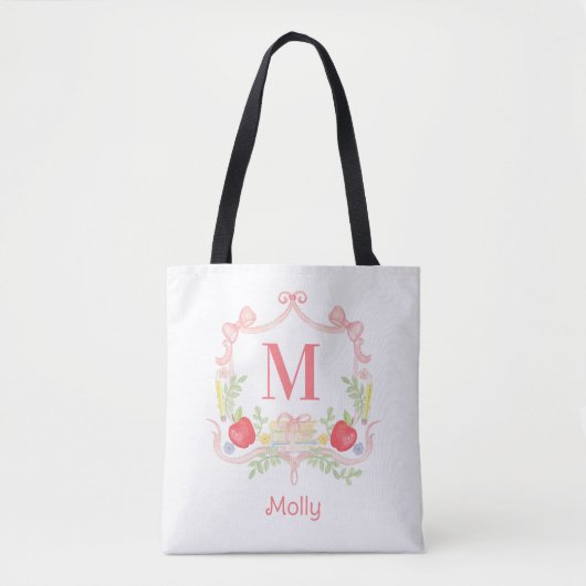 Gepersonaliseerde School Crest | Monogram Tote Bag (Voorkant)