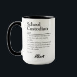 Gepersonaliseerde School Custodian Definition Mok<br><div class="desc">Vier de toewijding van schoolbewaarders met deze gepersonaliseerde mok. Met een doordacht definitieontwerp is het een perfecte manier om dankbaarheid te shows aan de onbezongen helden die scholen soepel laten verlopen. Pas het aan met een naam of bericht om het extra speciaal te maken - ideaal voor dagelijks gebruik of...</div>