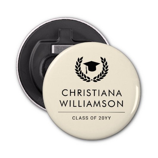 Gepersonaliseerde School en College Graduation Ele Button Flesopener (Voorkant)