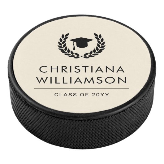 Gepersonaliseerde School en College Graduation Ele Hockey Puck (3/4)