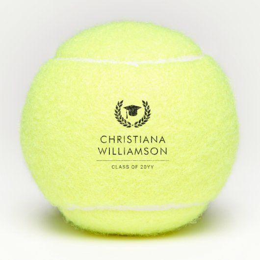 Gepersonaliseerde School en College Graduation Ele Tennisballen (Voorkant)