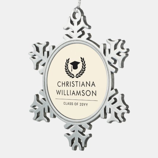 Gepersonaliseerde School en College Graduation Ele Tin Sneeuwvlok Ornament (Rechts)