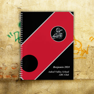 Gepersonaliseerde School Ninja Zwart Rood Hoesje N Notitieboek