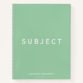 Gepersonaliseerde school onderwerp Boho Mint Green Notitieboek (Voorkant)