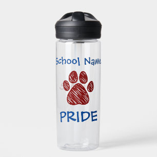 Gepersonaliseerde School Pride Maroon Paw Print Waterfles