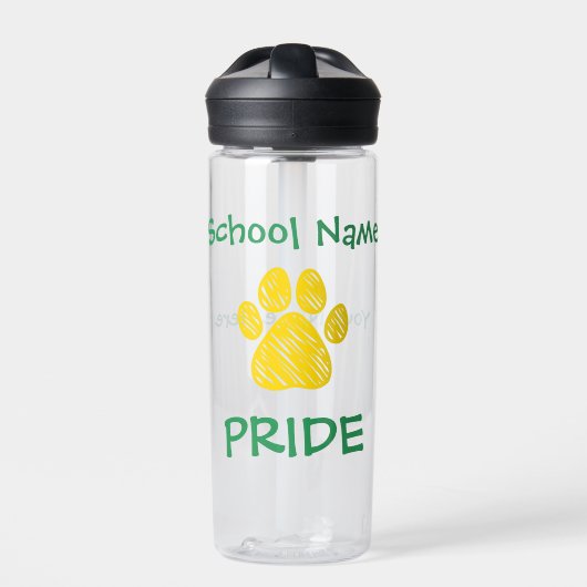 Gepersonaliseerde School Pride Paw Print Waterfles (Voorkant)