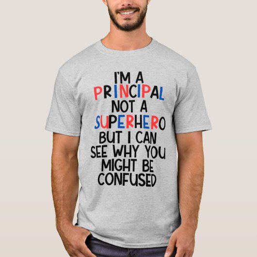 Gepersonaliseerde School Principal Grappige Superh T-shirt (Voorkant)